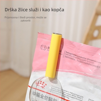 Žličica za hranjenje kućnih ljubimaca sa visećom mernom ljestvicom, poluprozirna žlica za suhu hranu i mjerna posuda, višenamjenska žlica s poklopcem