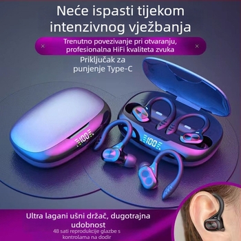 Type-C Bluetooth slušalice, kuka za uho, stereo za dvije uši, sportske bežične, kompaktne za mobitele, pogodne za trčanje, dugotrajne