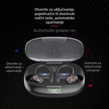 Type-C Bluetooth slušalice, kuka za uho, stereo za dvije uši, sportske bežične, kompaktne za mobitele, pogodne za trčanje, dugotrajne