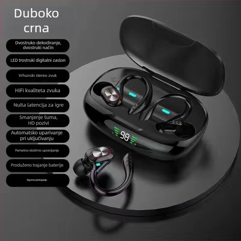 Type-C Bluetooth slušalice, kuka za uho, stereo za dvije uši, sportske bežične, kompaktne za mobitele, pogodne za trčanje, dugotrajne