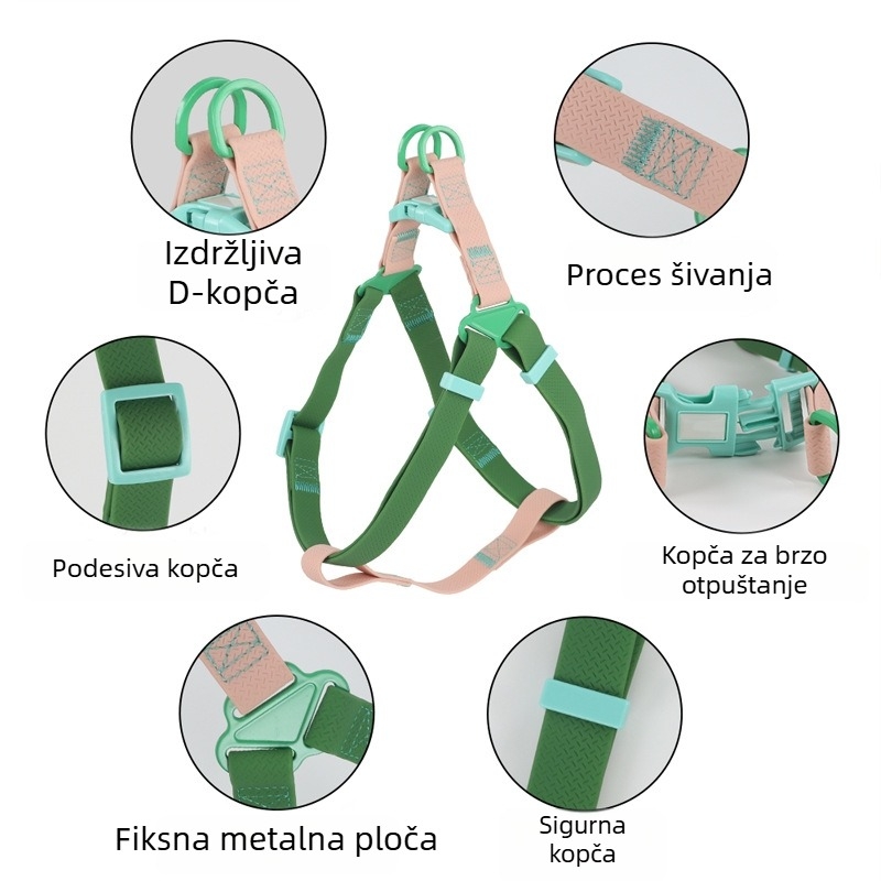 Set harnasa za pse u stilu jakne, za srednje velike pse, otporan na miris i prljavštinu, uz povodac