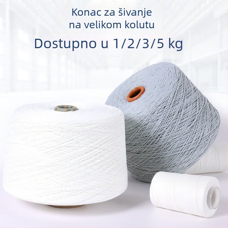 Prilagođena industrijska šivaća nit, poliester, velike rolice od 5 kg, 3-vlaknasta nit za brtvljenje tkanih vrećica i pakirnih strojeva