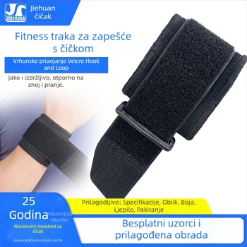 Tvornicki prilagođene fitness narukvice s Velcro kopčom i otisnutim logom, prozračne i podesive.
