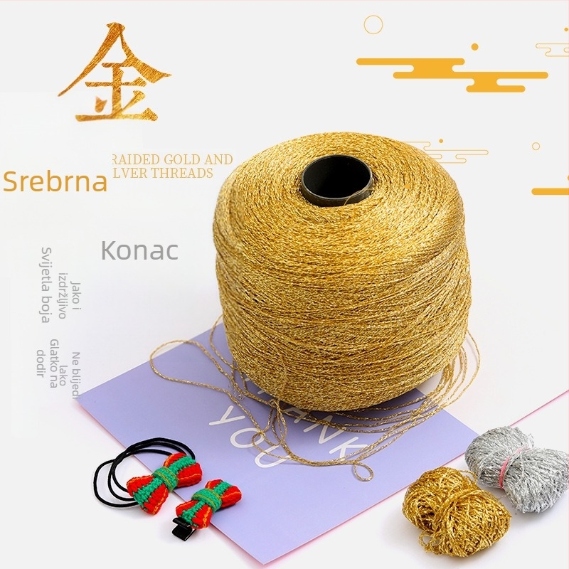 Zlatna dekorativna nit za DIY ručno pletenje crochet, komplet materijala za kopču za kosu