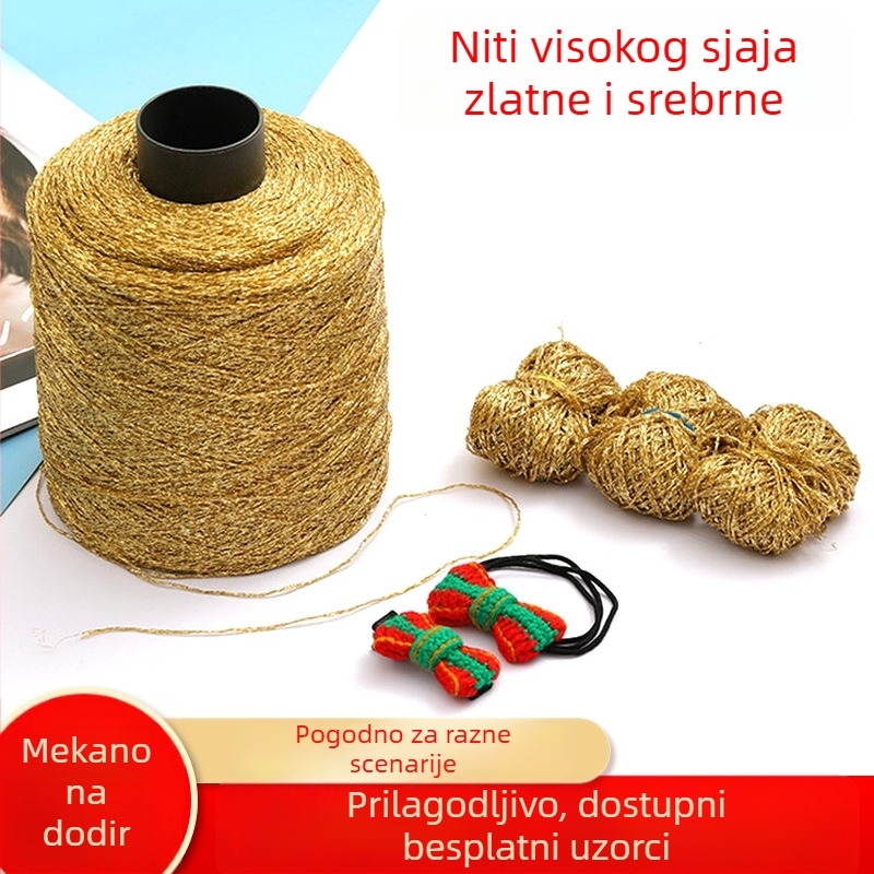 Zlatna dekorativna nit za DIY ručno pletenje crochet, komplet materijala za kopču za kosu