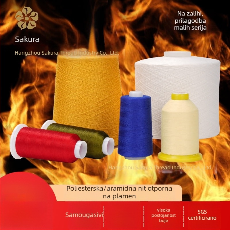 Sakura brend nit za šivanje otporna na plamen, poliester 100D, aramid 1313, samogašujuća