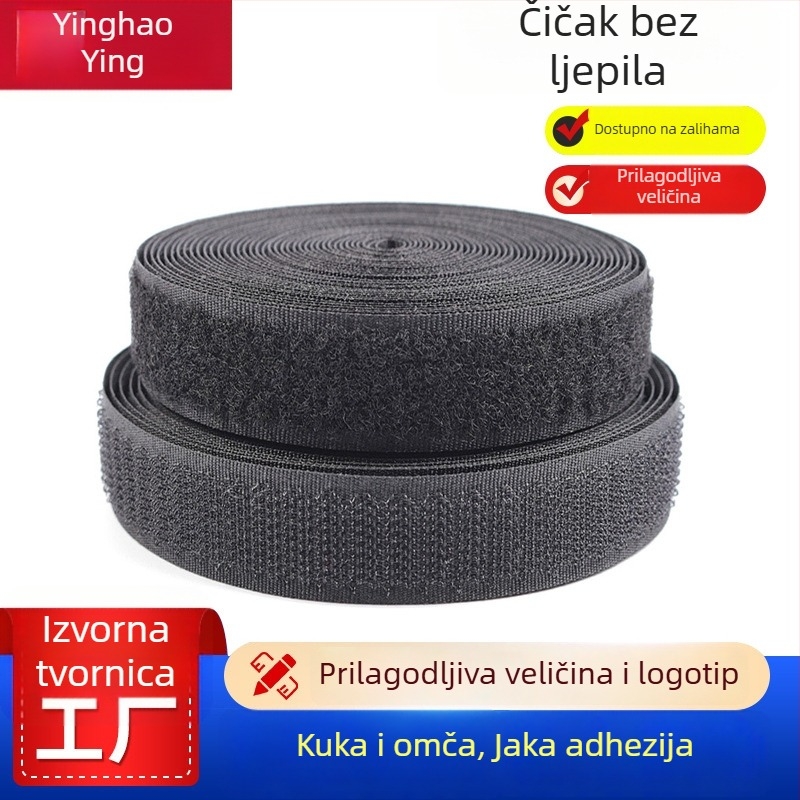 Velcro bez ljepila od najlonsko-poliesterske smjese, širine 2 cm i 2,5 cm, crne, bijele i šarene varijante, visoke kvalitete na skladištu