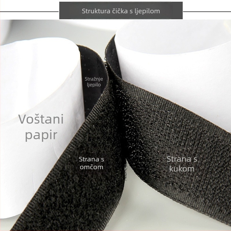 Velcro bez ljepila od najlonsko-poliesterske smjese, širine 2 cm i 2,5 cm, crne, bijele i šarene varijante, visoke kvalitete na skladištu