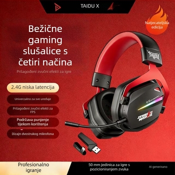 Titanium THS326 Bežične gaming slušalice preko ušiju, Bluetooth, četiri načina rada, 2,4 GHz, dugi vijek baterije