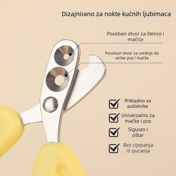 Klešta za mačje kandže, nehrđajući čelik, boja sirastožuta, za početnike, sprječavanje krvarenja, dizajn s kružnim otvorom