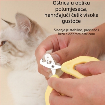 Klešta za mačje kandže, nehrđajući čelik, boja sirastožuta, za početnike, sprječavanje krvarenja, dizajn s kružnim otvorom