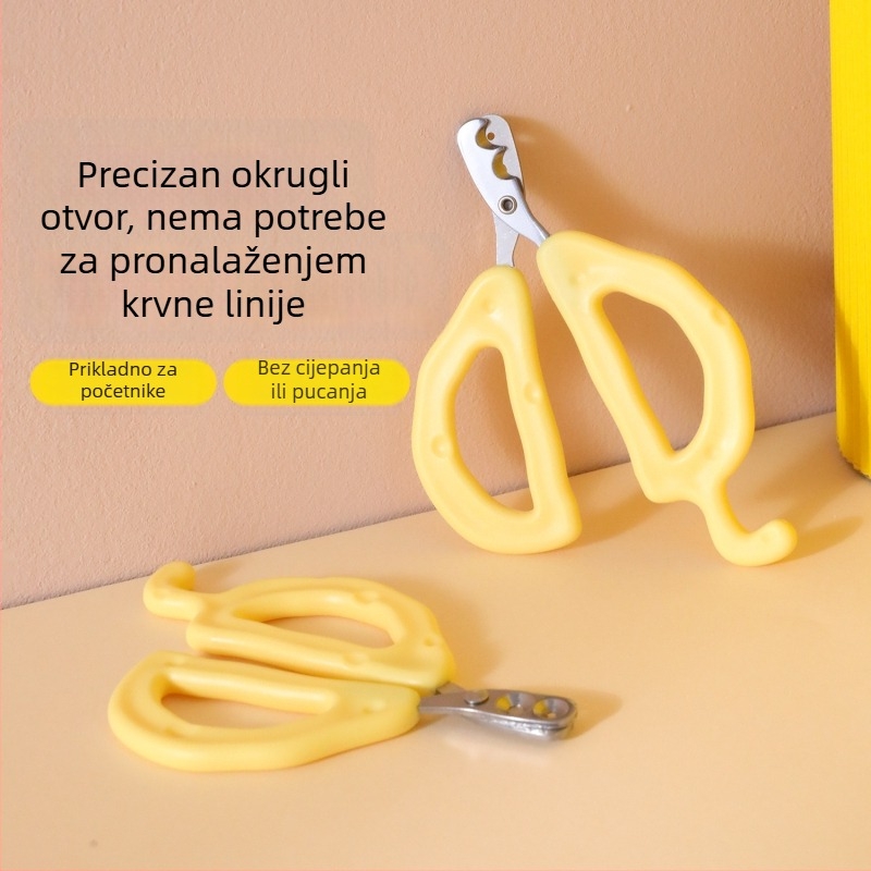 Klešta za mačje kandže, nehrđajući čelik, boja sirastožuta, za početnike, sprječavanje krvarenja, dizajn s kružnim otvorom
