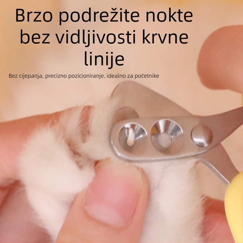 Klešta za mačje kandže, nehrđajući čelik, boja sirastožuta, za početnike, sprječavanje krvarenja, dizajn s kružnim otvorom