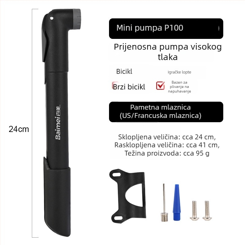 Prijenosna mini pumpa visokog tlaka za košarku i nogomet, ručna pumpa za planinske i cestovne bicikle