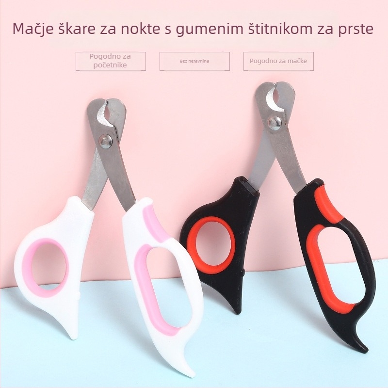 Škare za nokte kućnih ljubimaca, alat za šišanje nokta mačaka, gumeni zaštitnik prsta za mačiće, nehrđajući čelik