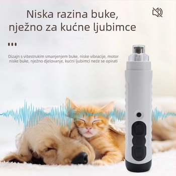 Visoko učinkovit električni pilnik za nokte za kućne ljubimce, punjiv, za pse i mačke, s osvjetljenjem i podesivom brzinom