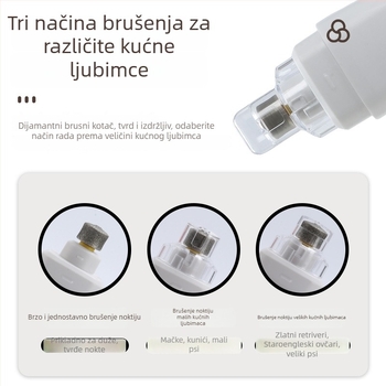 Visoko učinkovit električni pilnik za nokte za kućne ljubimce, punjiv, za pse i mačke, s osvjetljenjem i podesivom brzinom