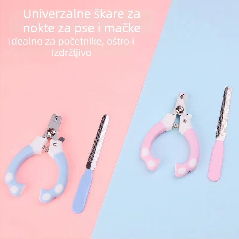 Kljeste za nokte kućnih ljubimaca, nehrđajući čelik, univerzalni za mačke i pse, s pilnikom i zakrivljenim vrhom, ručne škare