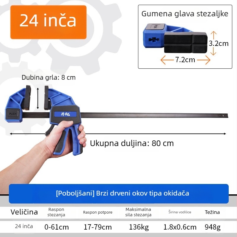 Bull Regulations GF-oblik tip okidača — brzi steznik za drvenu obradu — teški proširivi držač ploča