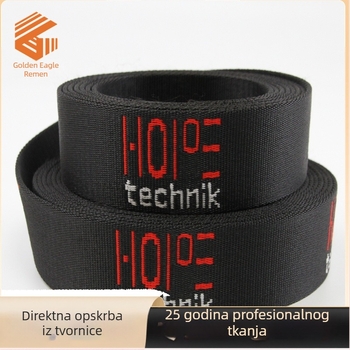 Debeli čvrsti pleteni jacquard poliester ramenski pojas s logom od slova, imitacija najlona, mat završnica, visoka gustoća dodataka