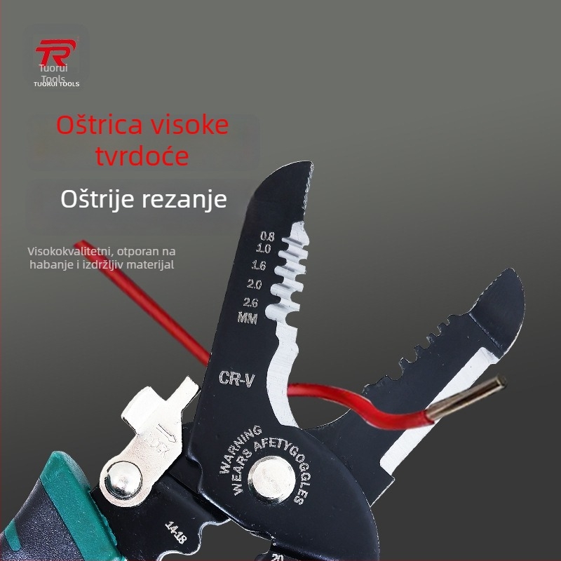 Električarske kliješta za skidanje izolacije i krimpanje, 6–7 inča