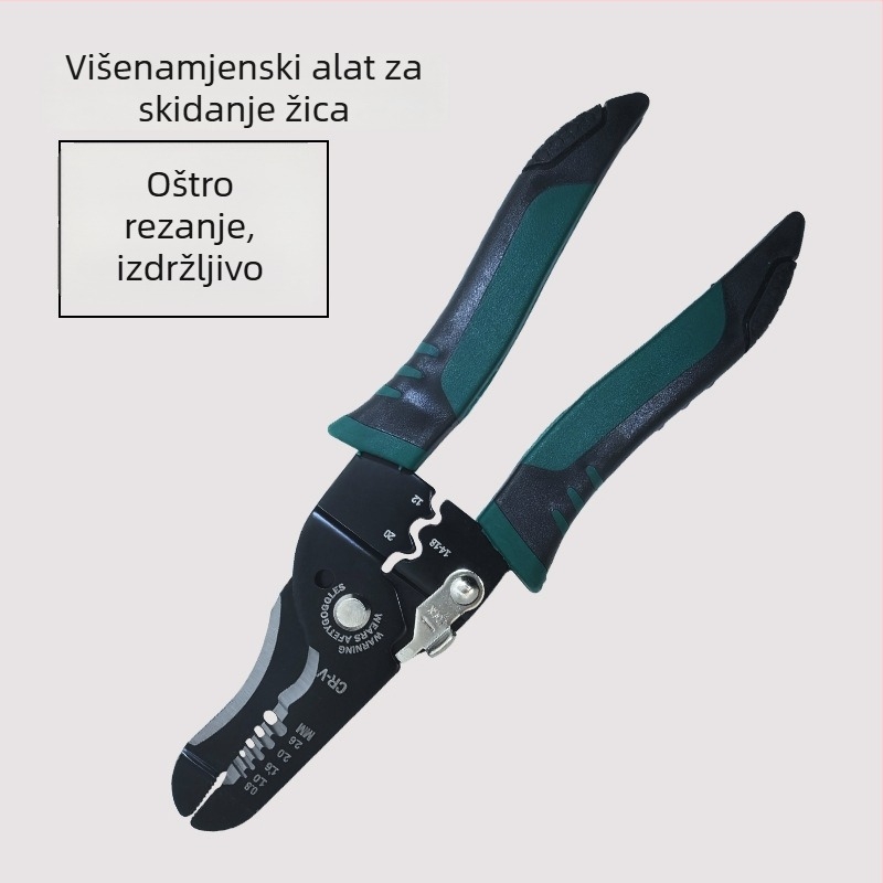 Električarske kliješta za skidanje izolacije i krimpanje, 6–7 inča
