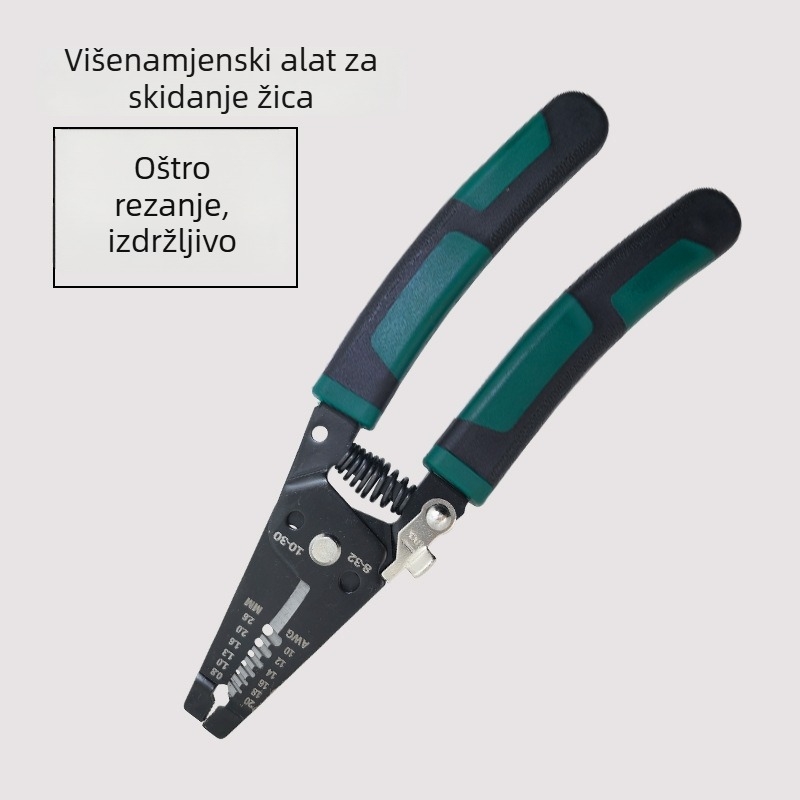 Električarske kliješta za skidanje izolacije i krimpanje, 6–7 inča