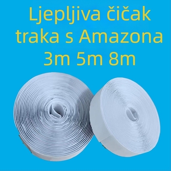 Ljepljiva dvostruka Velcro traka s pozadinskim ljepilom, snažna, bez tragova, za mrežice prozora, zavjese i naljepnice s slovima, crno-bijela