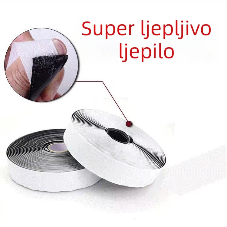 Ljepljiva dvostruka Velcro traka s pozadinskim ljepilom, snažna, bez tragova, za mrežice prozora, zavjese i naljepnice s slovima, crno-bijela