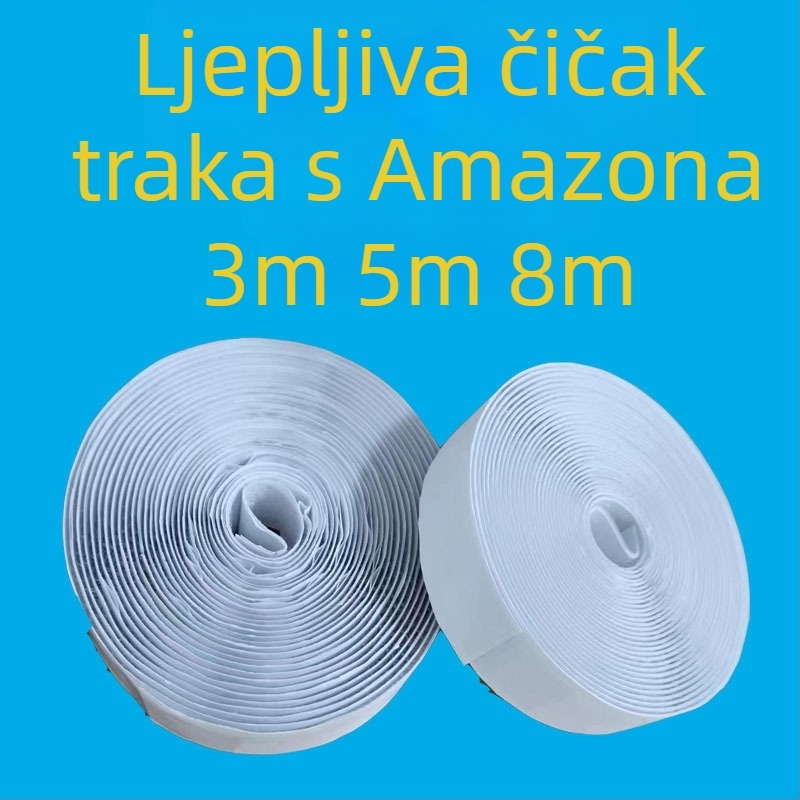 Ljepljiva dvostruka Velcro traka s pozadinskim ljepilom, snažna, bez tragova, za mrežice prozora, zavjese i naljepnice s slovima, crno-bijela