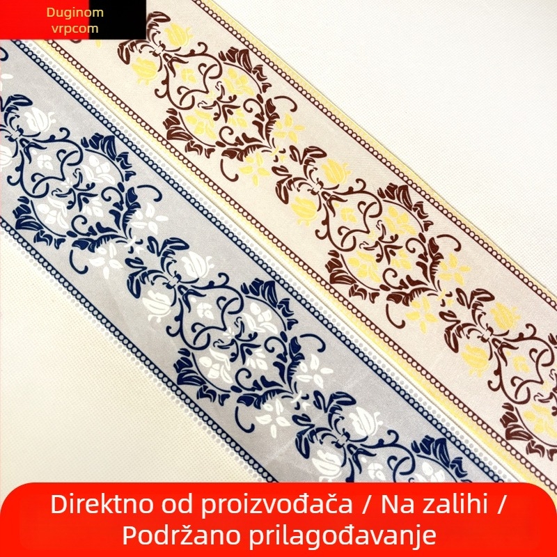 Dekorativna traka za vrećice za tople kompresije, širina 9 cm, tiskana tkanina s šarenim pletenim rubom