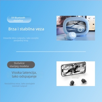 S9 Bluetooth true wireless slušalice za uho, prozirne, s inteligentnim digitalnim zaslonom, redukcija buke, trajanje baterije 4-8 sati