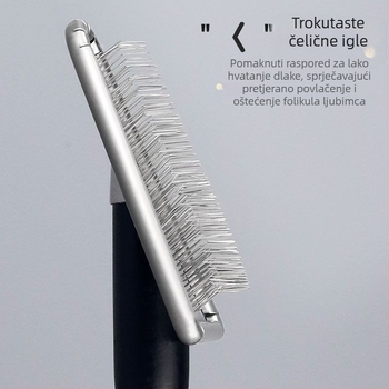 Univerzalni češalj za njegu kućnih ljubimaca – trokutasti češalj s finim zubima za pse i mačke, raščešljavanje dugotrajne dlake