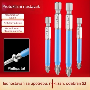 S2 antislipski križni bit za električni odvijač/bušilicu, magnetiziran, izoliran, visoka čvrstoća