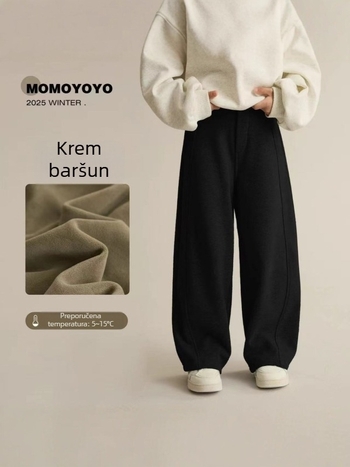 Dječje zimske casual hlače, korejskog stila, fleece podstava, tople, široki kroj