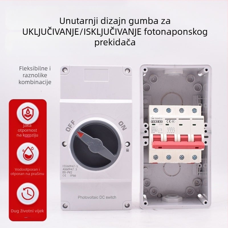 4P32A DC fotonaponski izolacijski prekidač, vanjski vodootporan, DC 750 V prekidač napajanja