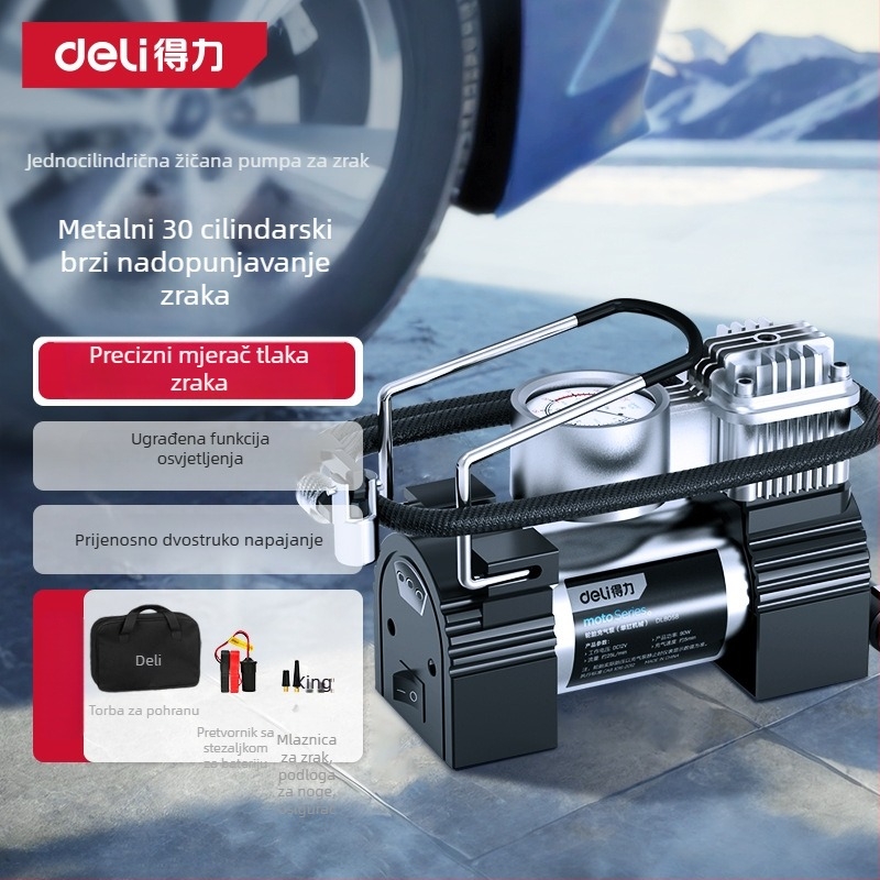 Deli dvocilindrična prijenosna pumpa za auto — visok tlak, velika snaga