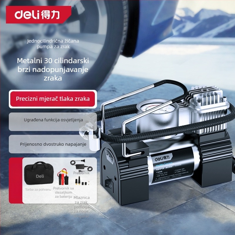 Deli dvocilindrična prijenosna pumpa za auto — visok tlak, velika snaga