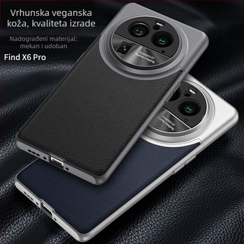 Kućište od umjetne kože za Oppo Find X6 / X6 Pro – dizajn color-block, jednostavan i elegantan poslovni stil, injekcijsko lijevanje, zaštita od padova, crna