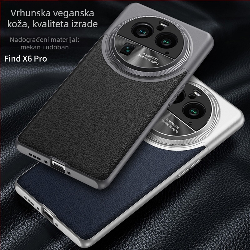 Kućište od umjetne kože za Oppo Find X6 / X6 Pro – dizajn color-block, jednostavan i elegantan poslovni stil, injekcijsko lijevanje, zaštita od padova, crna