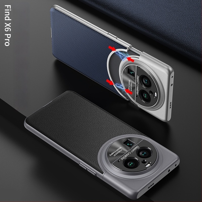 Kućište od umjetne kože za Oppo Find X6 / X6 Pro – dizajn color-block, jednostavan i elegantan poslovni stil, injekcijsko lijevanje, zaštita od padova, crna