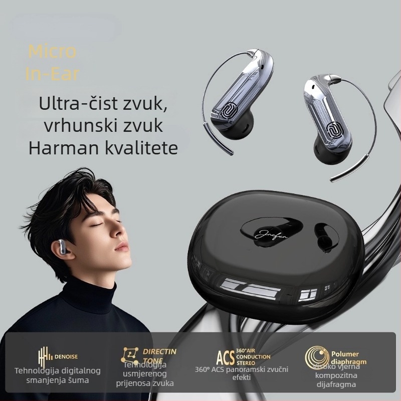 TH42 Bežične Bluetooth slušalice s kukom za uho, dodirna kontrola i kostna kondukcija, izuzetan dug rad baterije, sportsko smanjenje buke