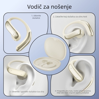 Bluetooth slušalice s držačem za uho, V17, koštana kondukcija, otvoren dizajn, nije u uhu, za trčanje i vožnju biciklom, dugo trajanje baterije, bežične
