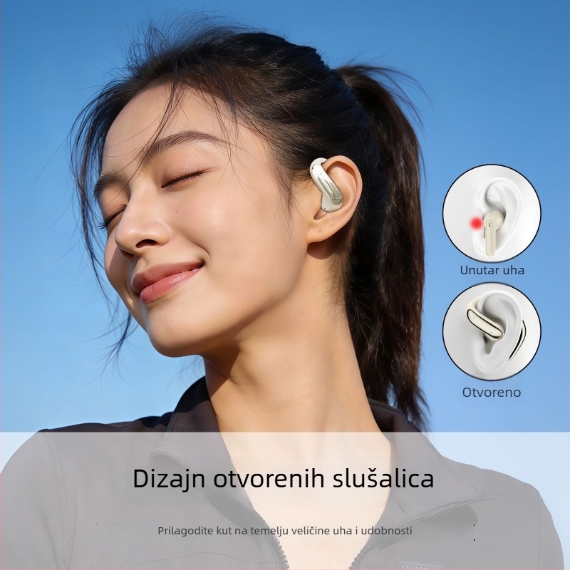 Bluetooth slušalice s držačem za uho, V17, koštana kondukcija, otvoren dizajn, nije u uhu, za trčanje i vožnju biciklom, dugo trajanje baterije, bežične