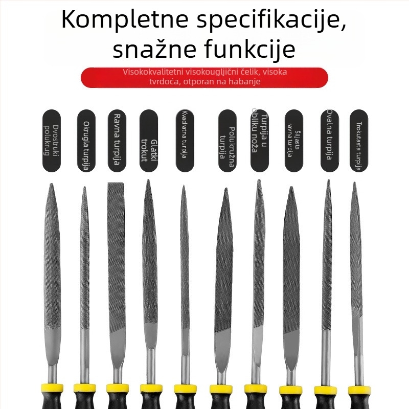 Set različitih pilnika za drvarstvo – mali ručni pilnici i alati za poliranje