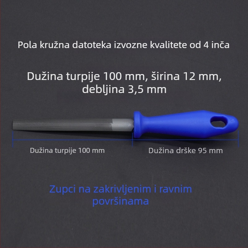 9P1E 4-inčni mali fajl set: T12 visoko ugljični čelik, ploski fajl (grubi/srednji/fini zubi), polukružni fajl (grubi/srednji/fini zubi) i trokutasti fajl za izradu nakita i obradu drva