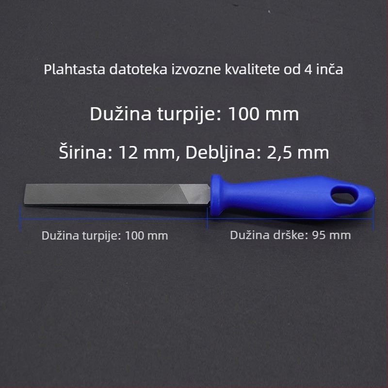 9P1E 4-inčni mali fajl set: T12 visoko ugljični čelik, ploski fajl (grubi/srednji/fini zubi), polukružni fajl (grubi/srednji/fini zubi) i trokutasti fajl za izradu nakita i obradu drva