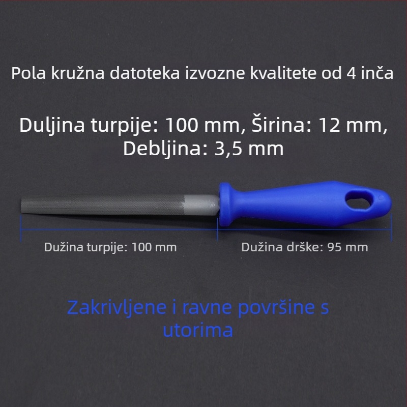 9P1E 4-inčni mali fajl set: T12 visoko ugljični čelik, ploski fajl (grubi/srednji/fini zubi), polukružni fajl (grubi/srednji/fini zubi) i trokutasti fajl za izradu nakita i obradu drva