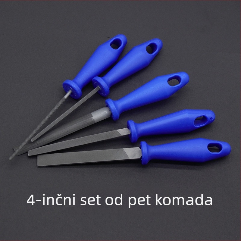 9P1E 4-inčni mali fajl set: T12 visoko ugljični čelik, ploski fajl (grubi/srednji/fini zubi), polukružni fajl (grubi/srednji/fini zubi) i trokutasti fajl za izradu nakita i obradu drva