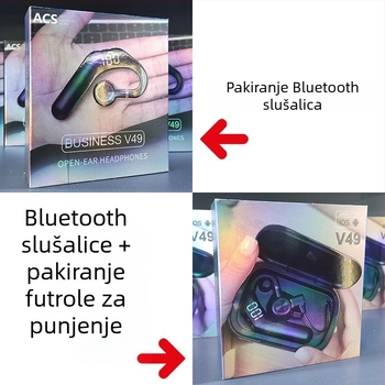 Privatni model V49: bežične slušalice s prijenosom zraka i koštanom vodljivošću, nisu u uhu, Bluetooth, za sport, dugotrajna baterija, funkcija poziva